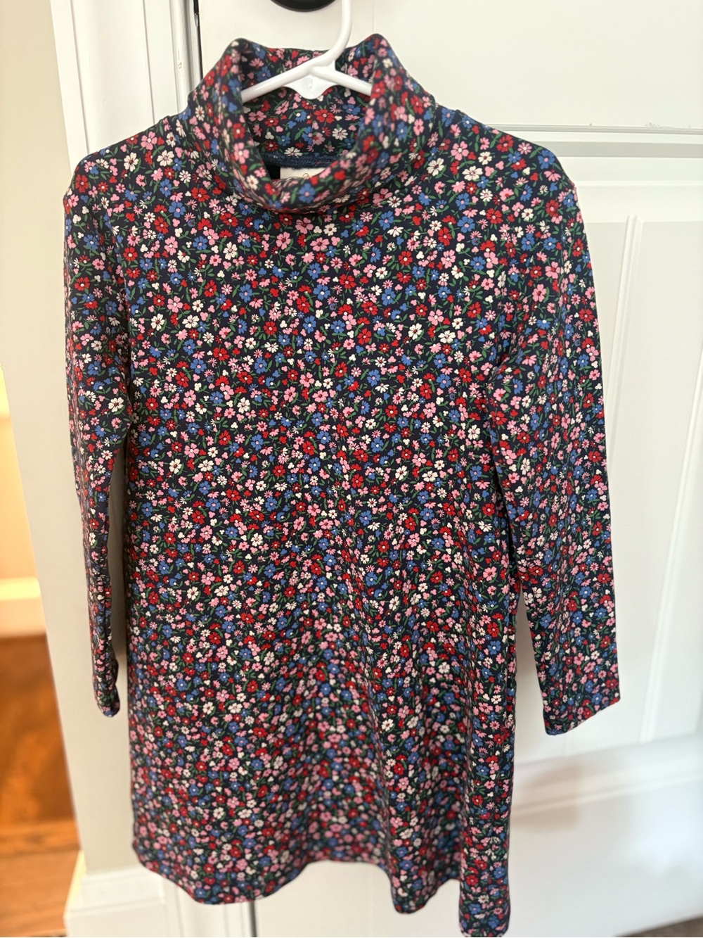 TBBC Floral Turtleneck Tunic Dress - Navy with Pink & Red Flowers size 5T